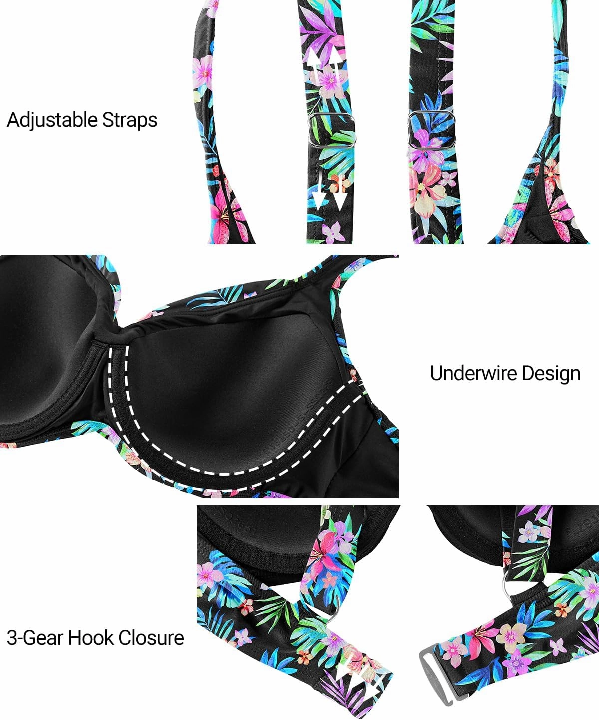 Women Underwire Bikini Tops - Push Up Swim Top Only Bra Padded Bathing Suit Top 2025 Swimsuit Tops