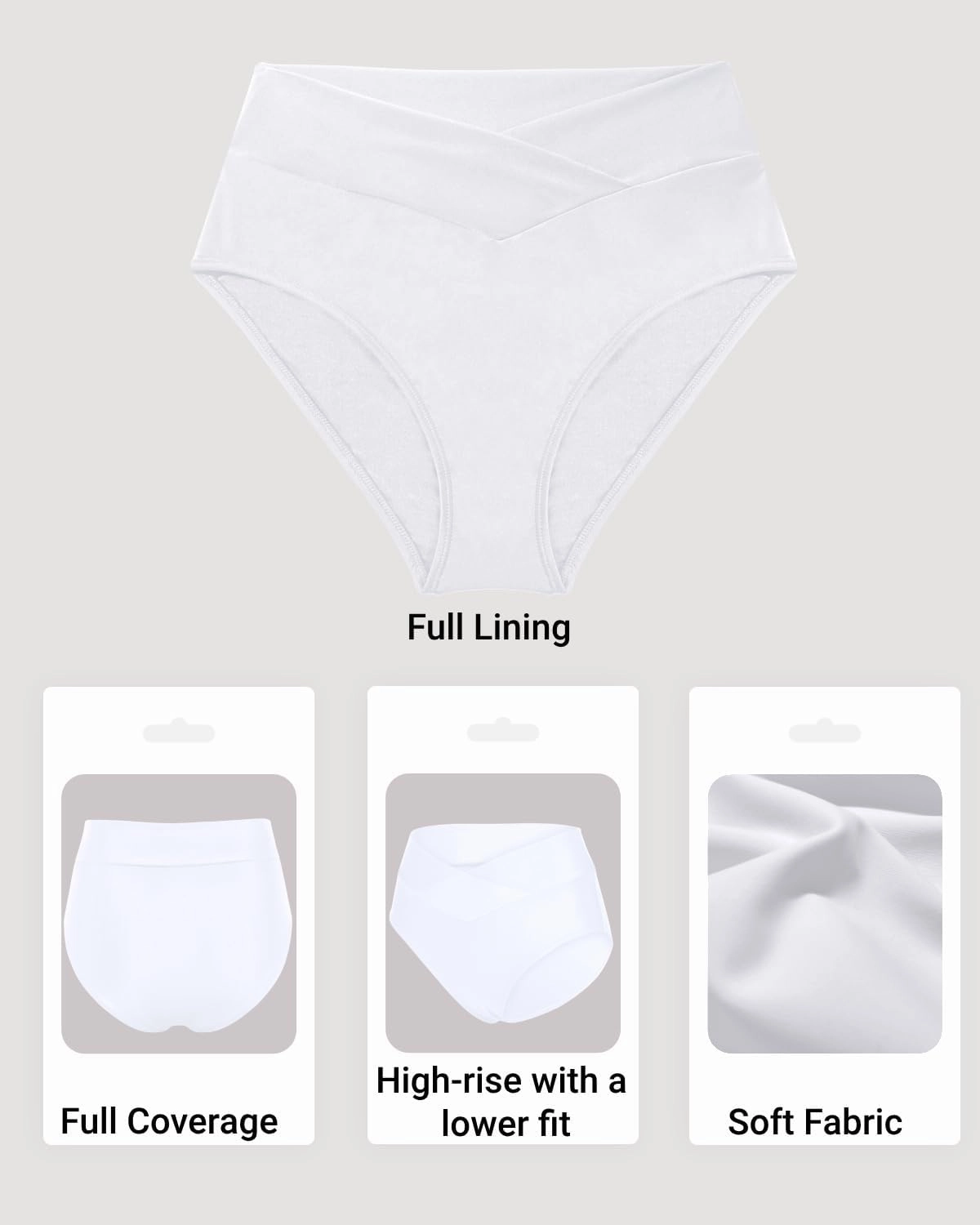 Women V Cut Full Coverage Bikini Bottom - High Waist Swim Bathing Suit Bottoms Cross V Front Swimsuit