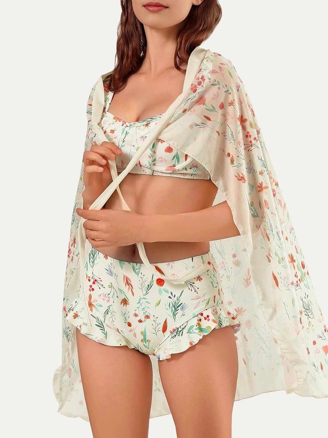 Womens 3 Piece Swimsuits with Cover Up 3 Pieces Bikini Set with Sarong High Waisted Bikini with Beach Cover Up Set
