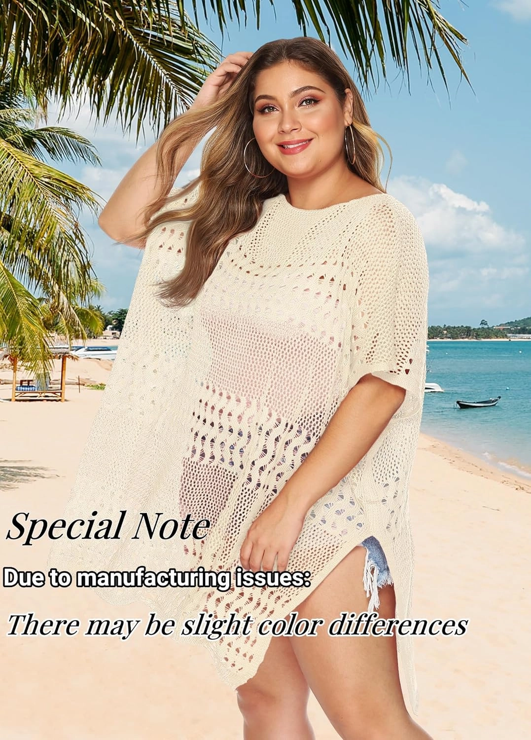 Womens Beach Cover Up Hollow Out, Plus Size Swimsuit Coverup Crochet Bathing Suit Cover ups Bikini Summer Beachwear Dress