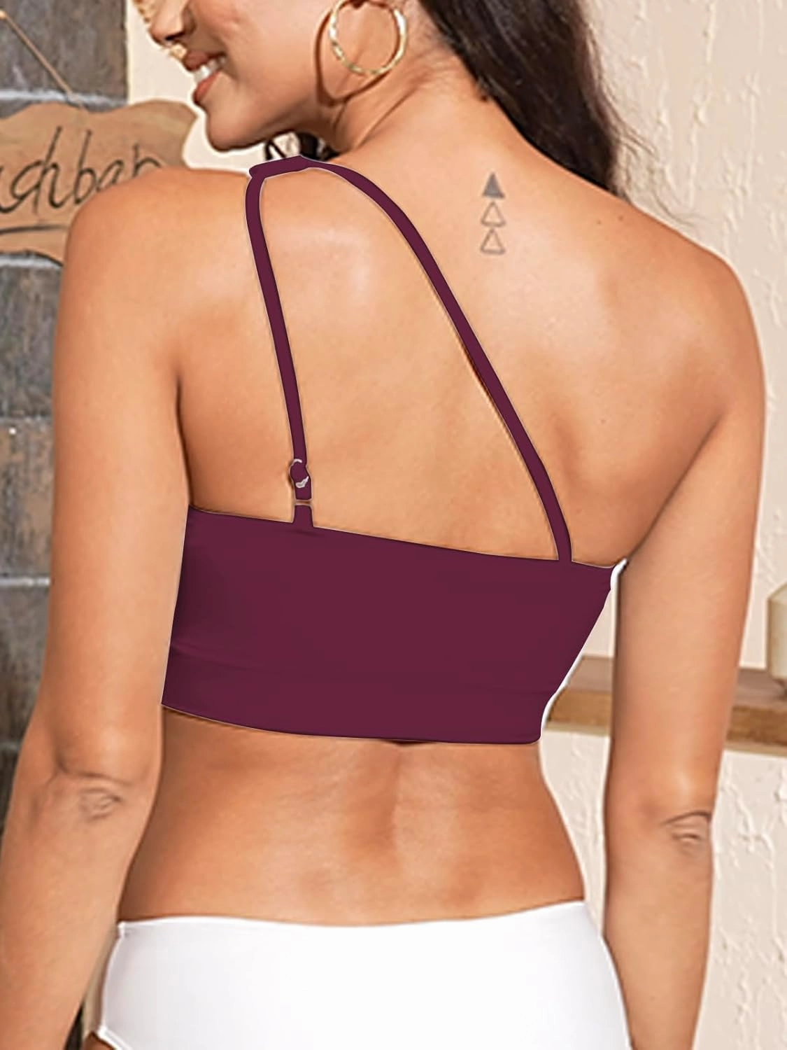 Womens Bikini Tops Push Up Bathing Suit Top One Shoulder Swimsuit Tops Full Coverage Swim Top Only