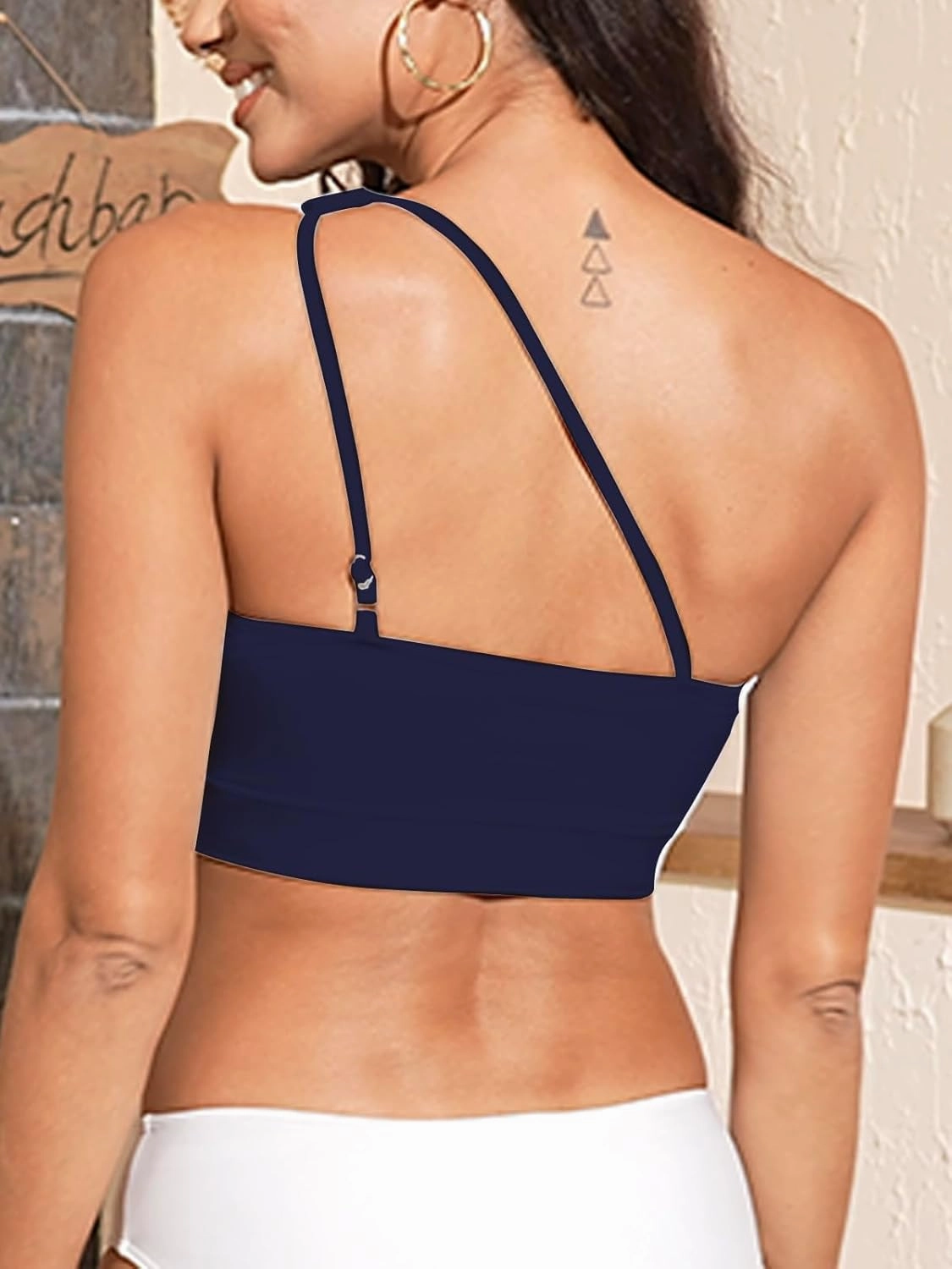 Womens Bikini Tops Push Up Bathing Suit Top One Shoulder Swimsuit Tops Full Coverage Swim Top Only