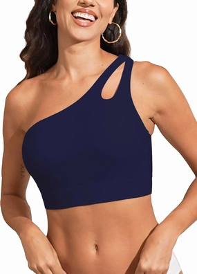 Womens Bikini Tops Push Up Bathing Suit Top One Shoulder Swimsuit Tops Full Coverage Swim Top Only