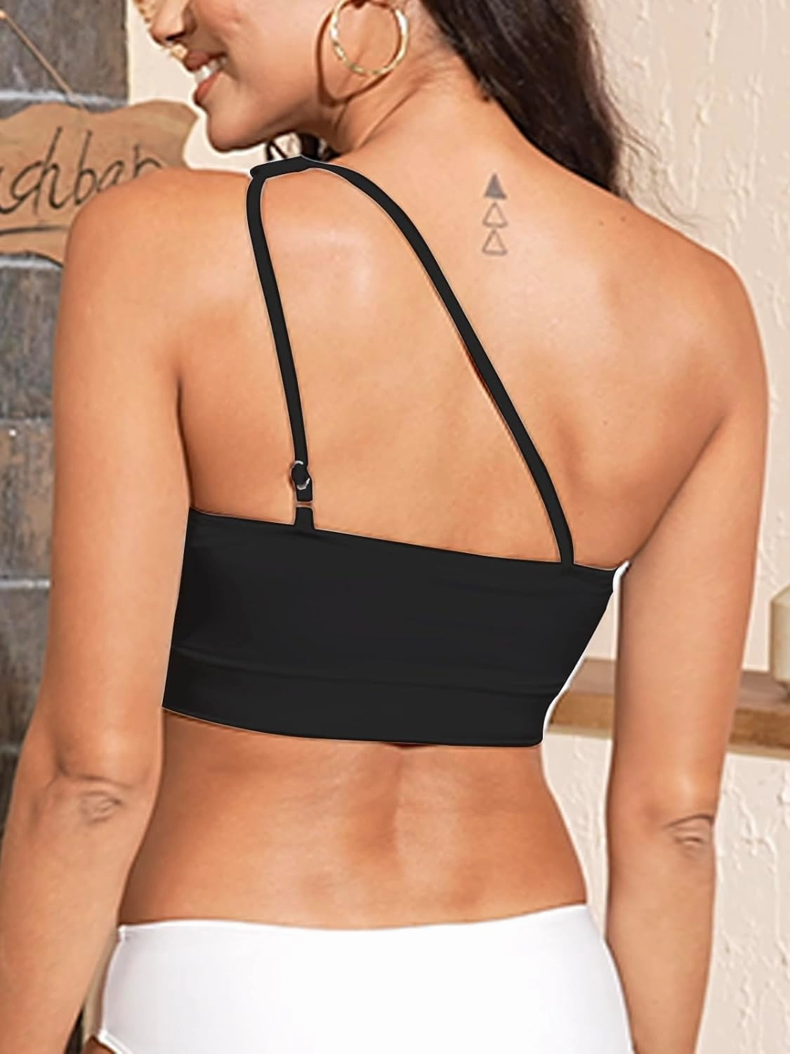Womens Bikini Tops Push Up Bathing Suit Top One Shoulder Swimsuit Tops Full Coverage Swim Top Only