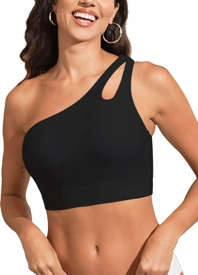 Womens Bikini Tops Push Up Bathing Suit Top One Shoulder Swimsuit Tops Full Coverage Swim Top Only