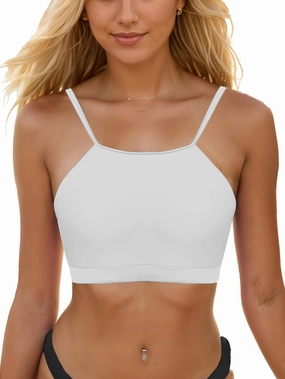 Womens Bikini Tops Scoop Neck Bathing Suit Adjustable Spaghetti Straps Sport Bra Swimsuit Swim Crop Tops Only