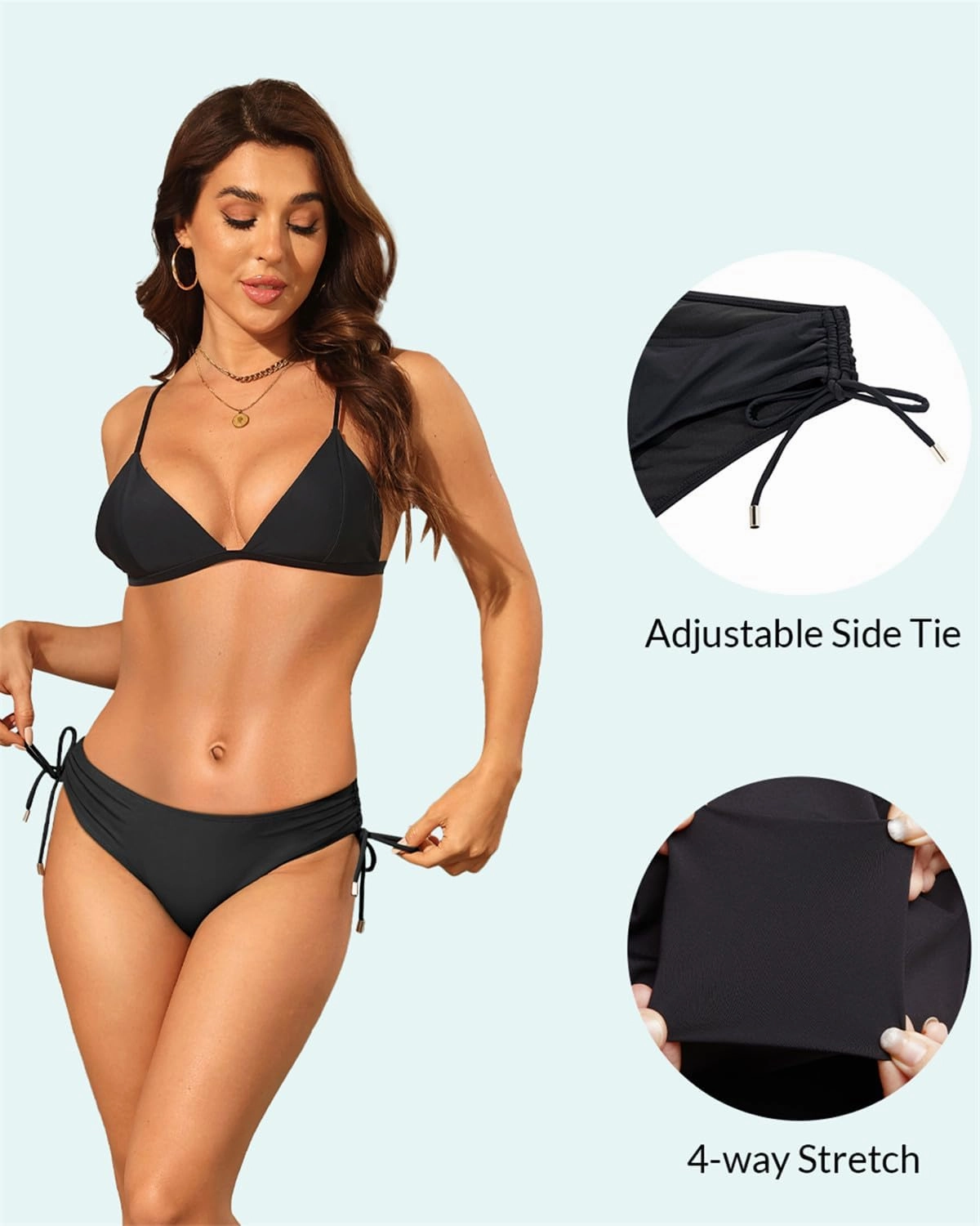 Womens Full Coverage Bikini Bottoms - Low Rise Bathing Suit Swim Bottom Side Tie Ruched Swimsuits Swimwear