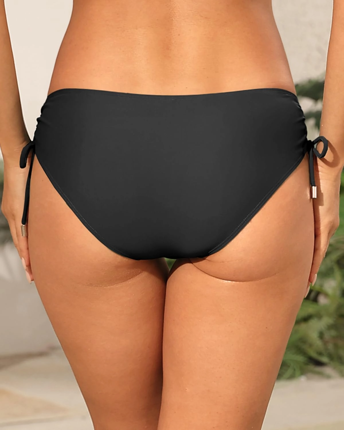 Womens Full Coverage Bikini Bottoms - Low Rise Bathing Suit Swim Bottom Side Tie Ruched Swimsuits Swimwear