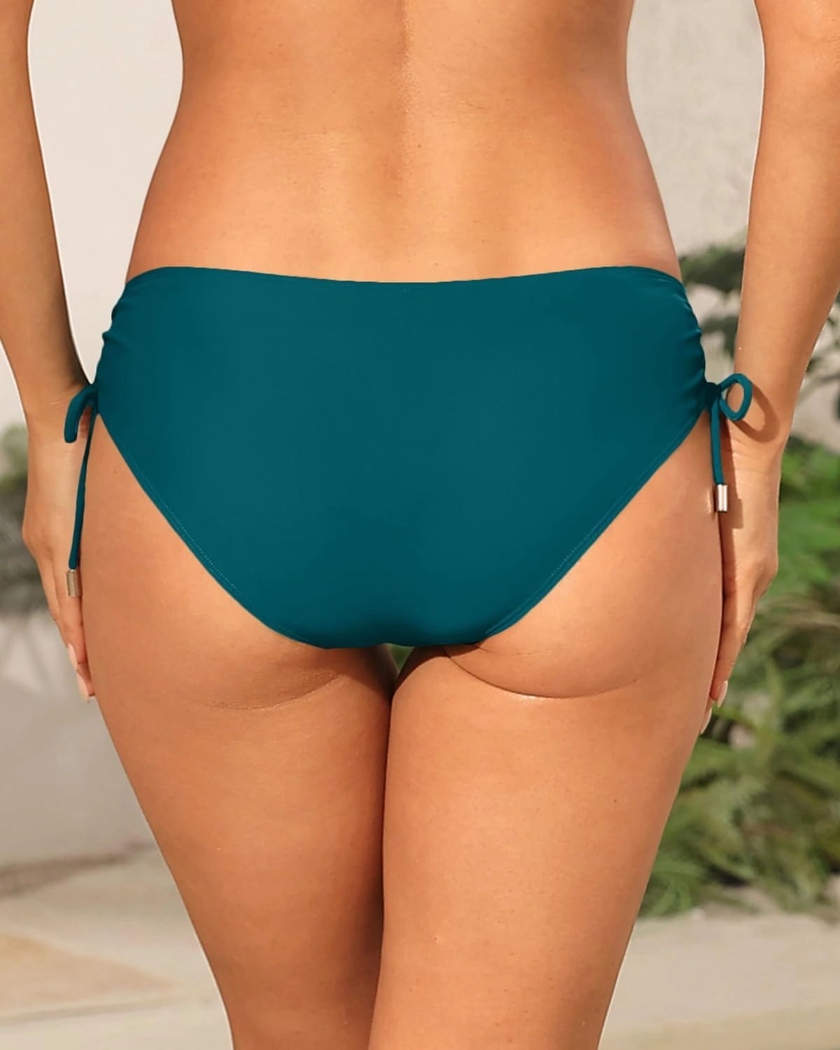 Womens Full Coverage Bikini Bottoms - Low Rise Bathing Suit Swim Bottom Side Tie Ruched Swimsuits Swimwear