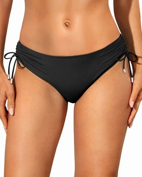 Womens Full Coverage Bikini Bottoms - Low Rise Bathing Suit Swim Bottom Side Tie Ruched Swimsuits Swimwear