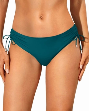 Womens Full Coverage Bikini Bottoms - Low Rise Bathing Suit Swim Bottom Side Tie Ruched Swimsuits Swimwear