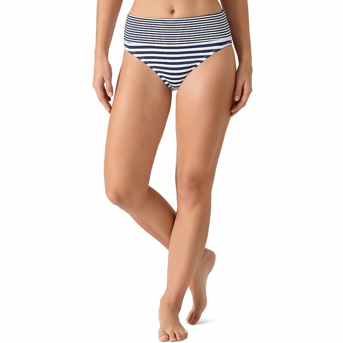Womens High Waist Striped Swim Bottom Separates