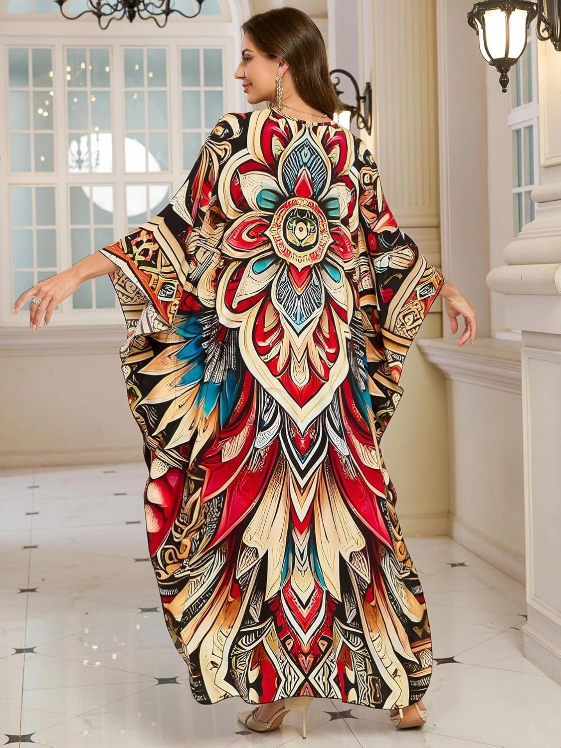 Womens Kaftan Beach Cover Up Dress Plus Size Summer Swimsuit Loungewear Maxi Dress