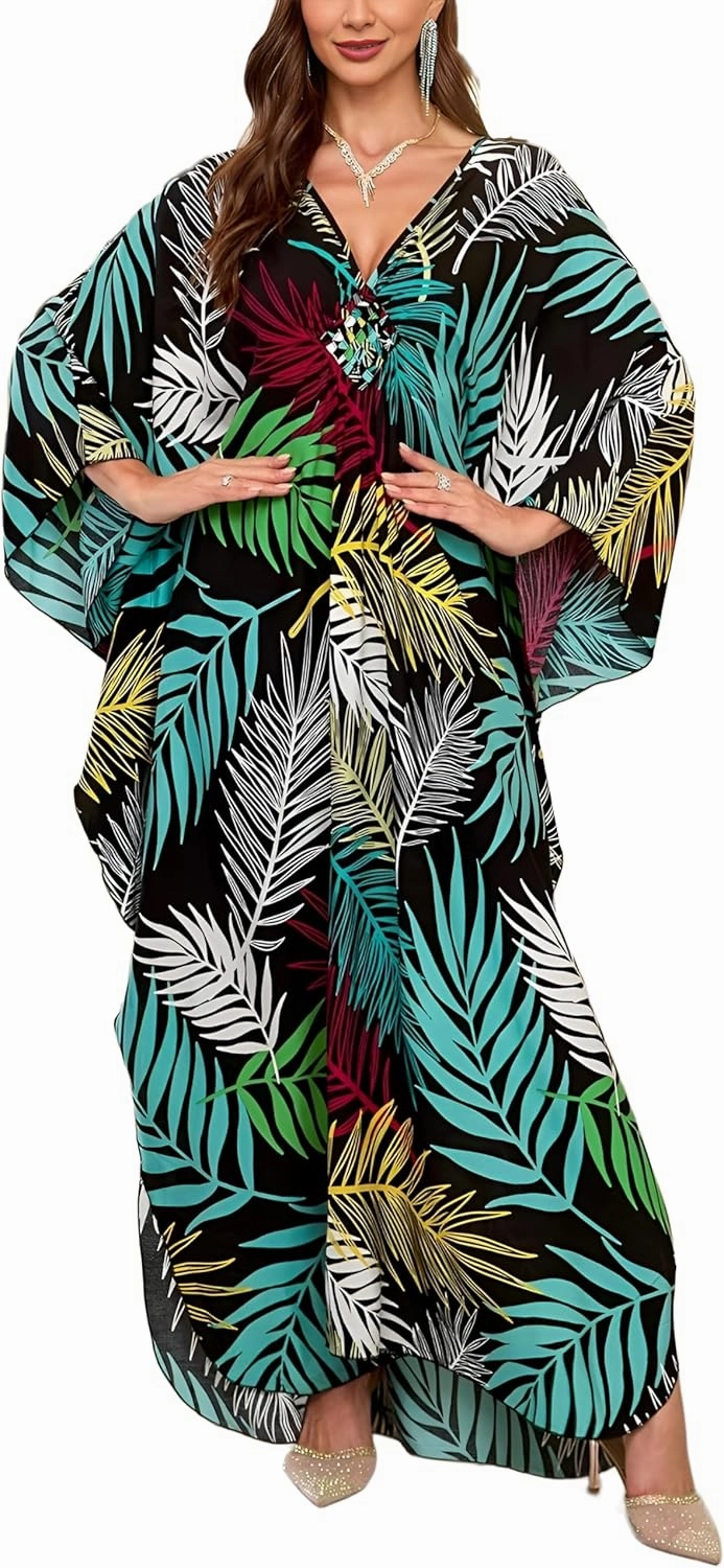 Womens Kaftan Beach Cover Up Dress Plus Size Summer Swimsuit Loungewear Maxi Dress