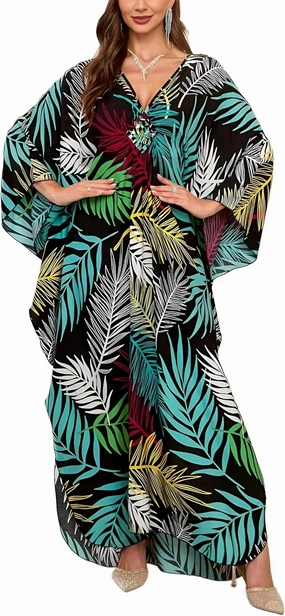 Womens Kaftan Beach Cover Up Dress Plus Size Summer Swimsuit Loungewear Maxi Dress