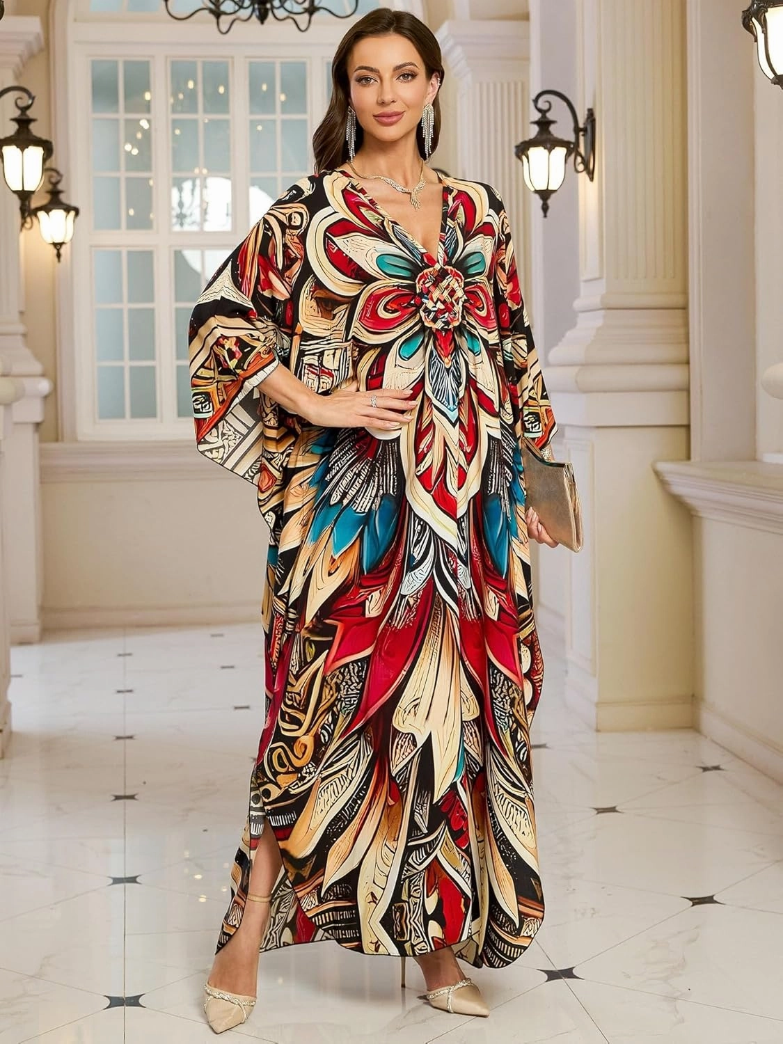 Womens Kaftan Beach Cover Up Dress Plus Size Summer Swimsuit Loungewear Maxi Dress