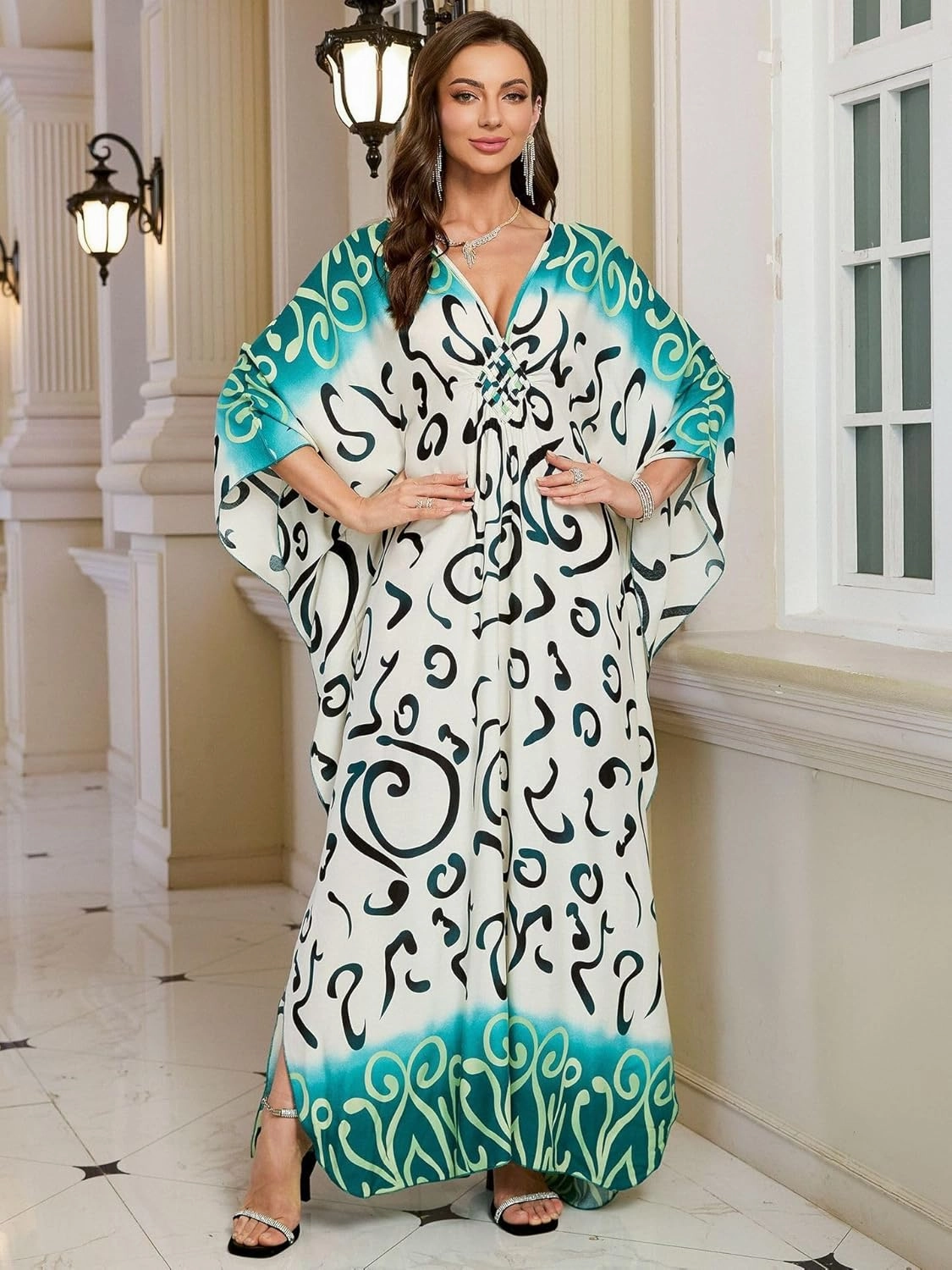 Womens Kaftan Beach Cover Up Dress Plus Size Summer Swimsuit Loungewear Maxi Dress