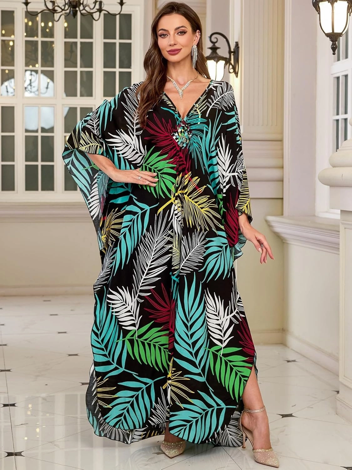 Womens Kaftan Beach Cover Up Dress Plus Size Summer Swimsuit Loungewear Maxi Dress