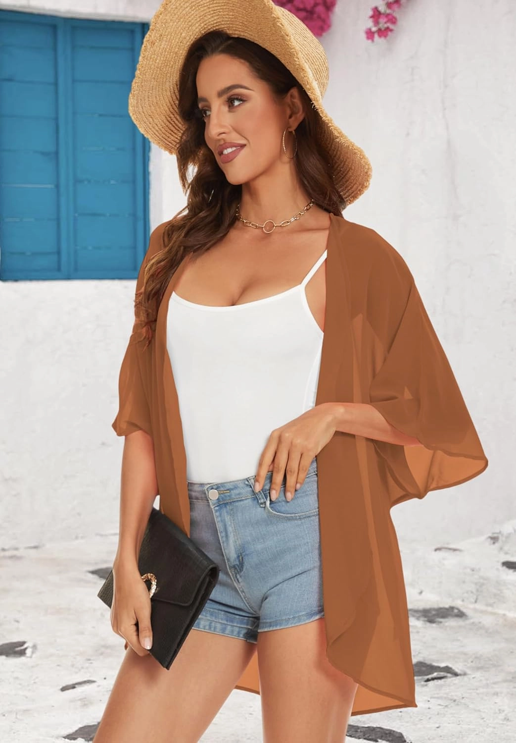 Womens Kimono Beach Cover Up Chiffon Cardigan Floral Tops Loose Capes