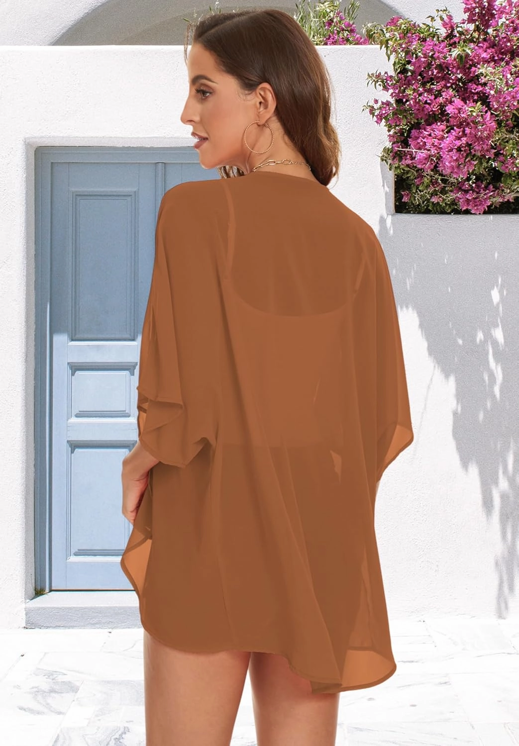 Womens Kimono Beach Cover Up Chiffon Cardigan Floral Tops Loose Capes