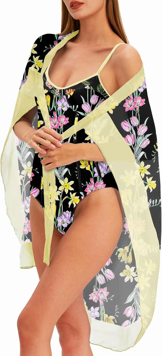 Womens One Piece Swimsuit with Cover Up Sarong Wrap Floral Bathing Suits 1 Piece Swim Suit with Beach Cover Up Set