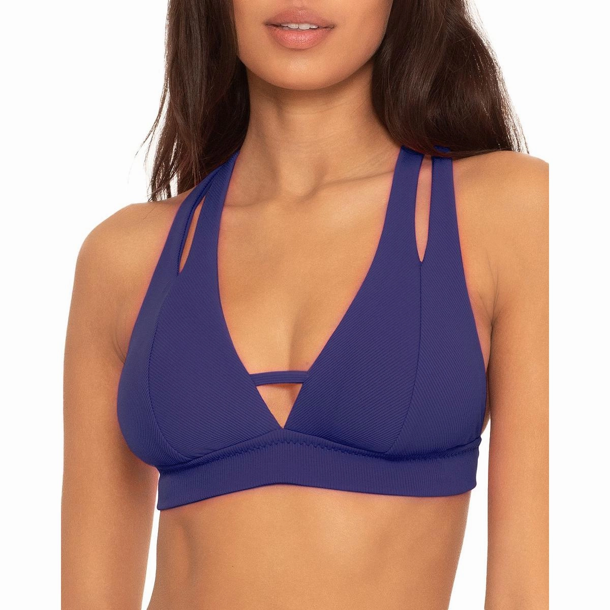 Womens Plunge Halter Bikini Swim Top
