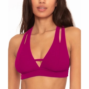 Womens Plunge Halter Bikini Swim Top