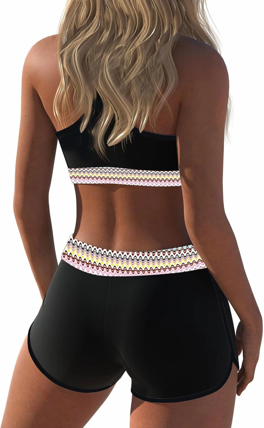 Womens Sport Two Piece Swimsuits Racerback Tops Boyshort Bottom
