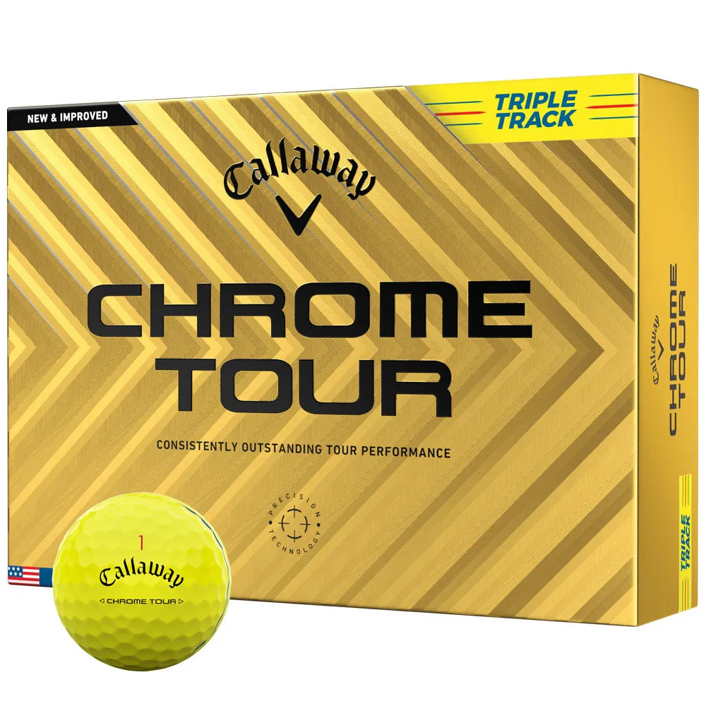 Worth the Hype Callaway Chrome Tour Triple Track Golf Balls - Yellow - 12 Pack Unbeatable Combo, Golf cart bag with 14 dividers, Spikeless golf shoes, Lightweight golf shoes
