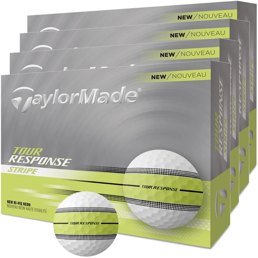 Worth the Hype TaylorMade Tour Response Stripe Balls - 4 for 3 - Neon Yellow Built to Impress, Titleist Pro V1 golf balls, Golf gear for seniors