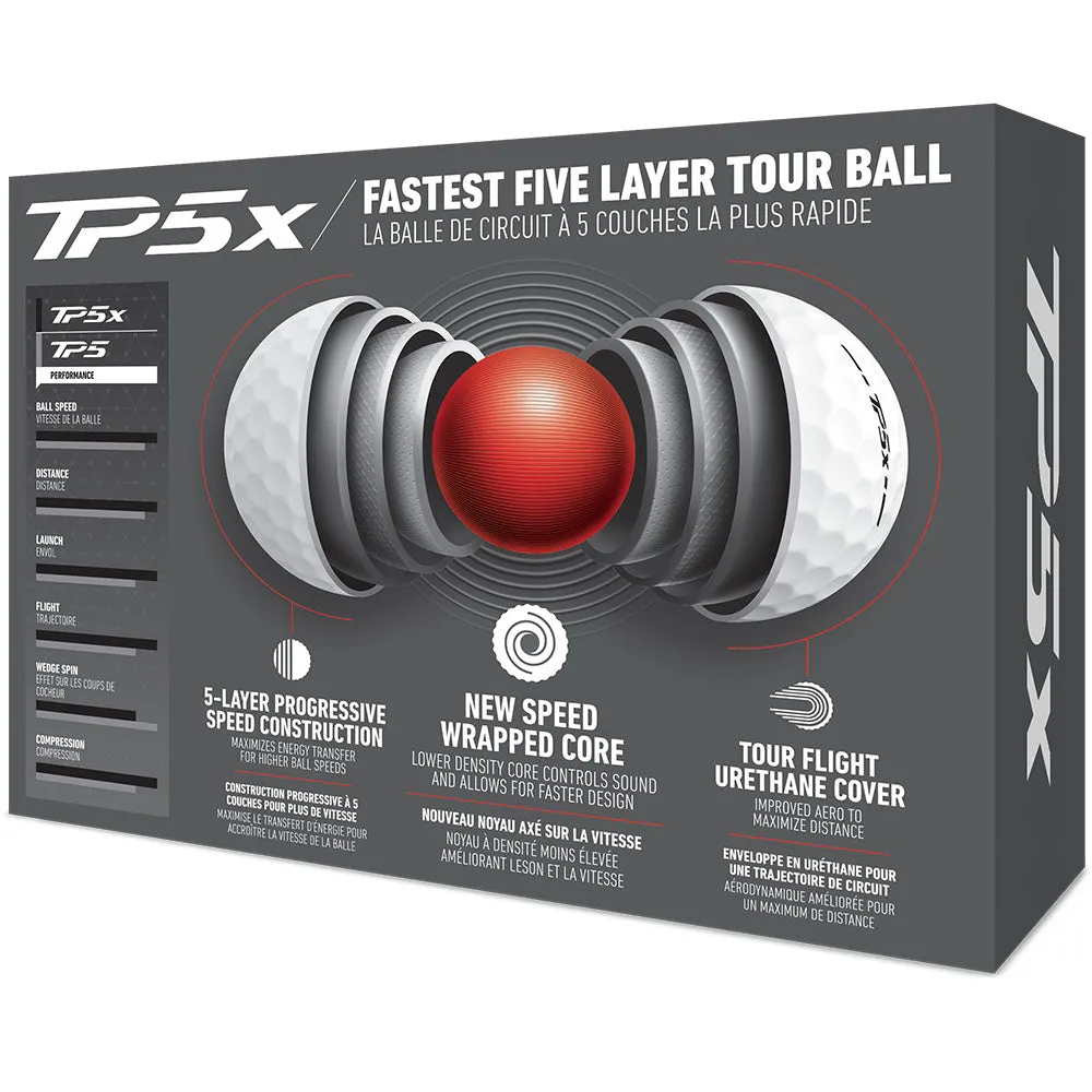 TaylorMade TP5x Golf Balls - White - 12 Pack, Golf shoe travel bag