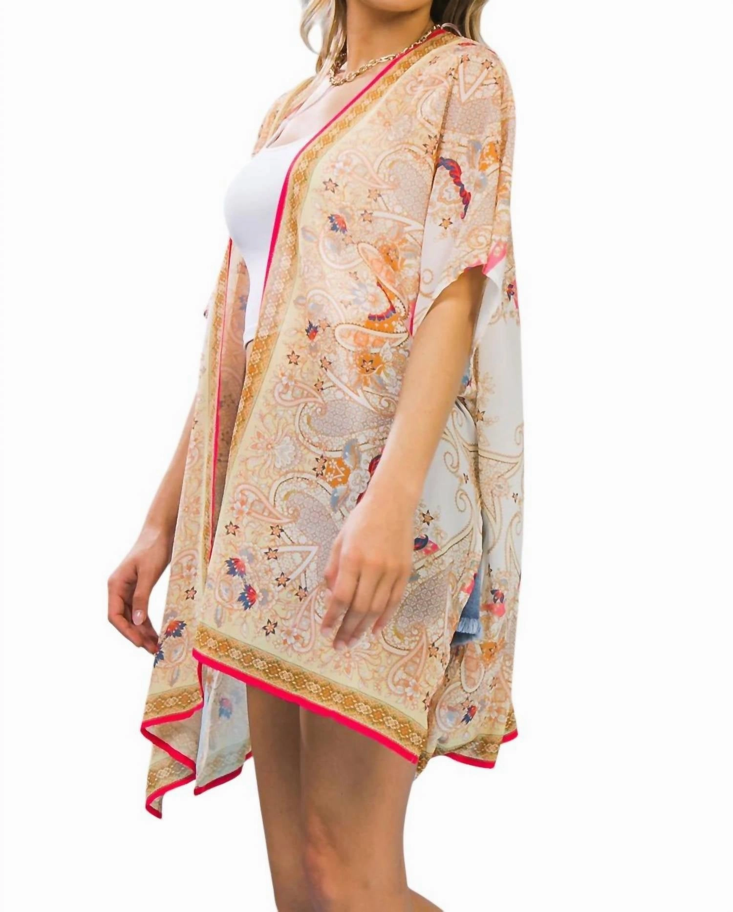 Woven Cover Up In Ivory Taupe