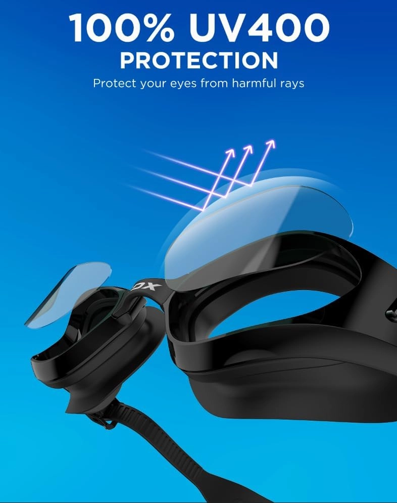XDX Swim Goggles with Swim Cap Anti-Fog Pool Goggles with Detachable Lenses Swimming Goggles Cap Set for Youth Men Women