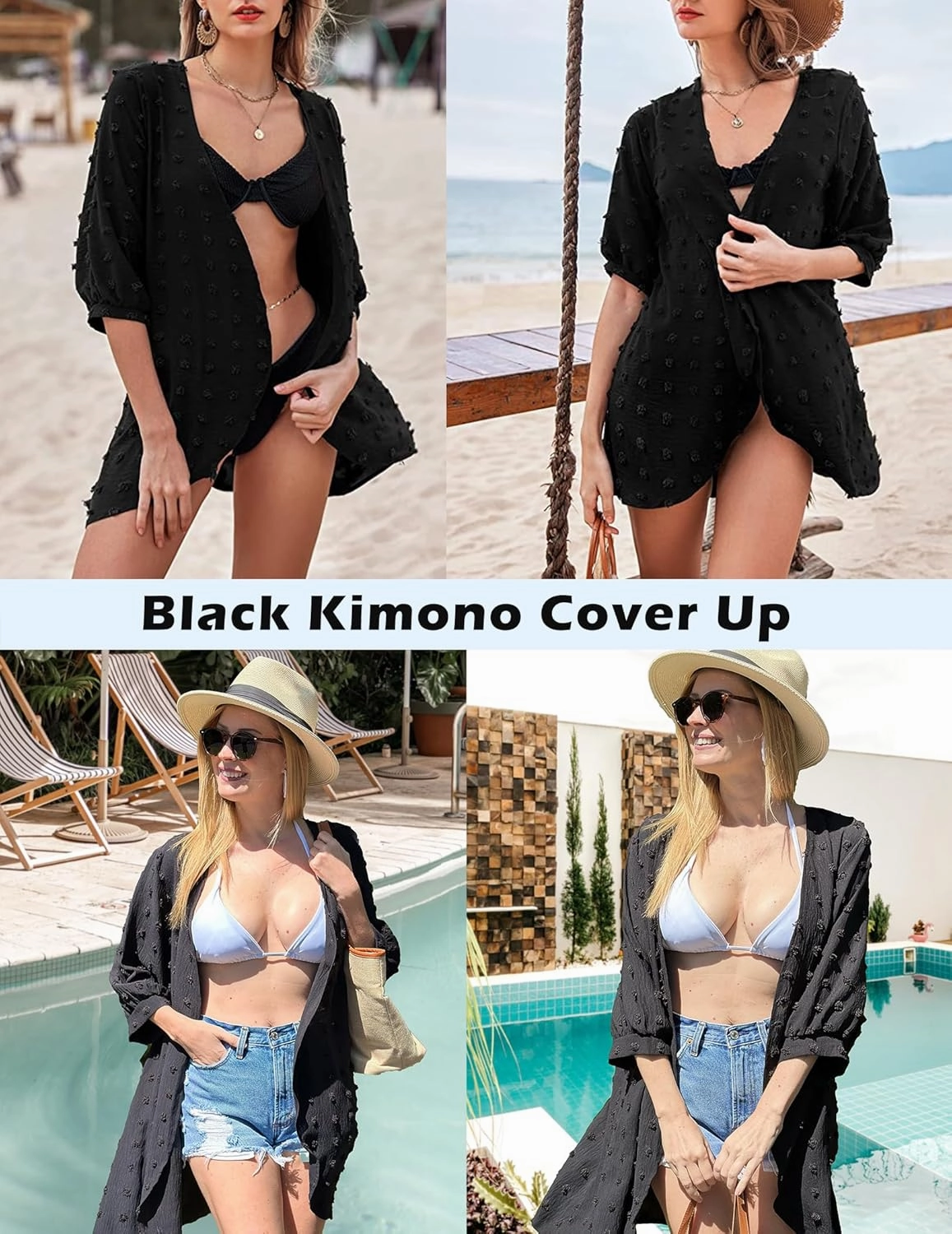 Yekaty Cardigan for Women 3/4 Sleeve Lightweight Summer Kimono Cardigan Loose Beach Cover Up 2025