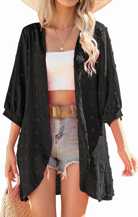 Yekaty Cardigan for Women 3/4 Sleeve Lightweight Summer Kimono Cardigan Loose Beach Cover Up 2025