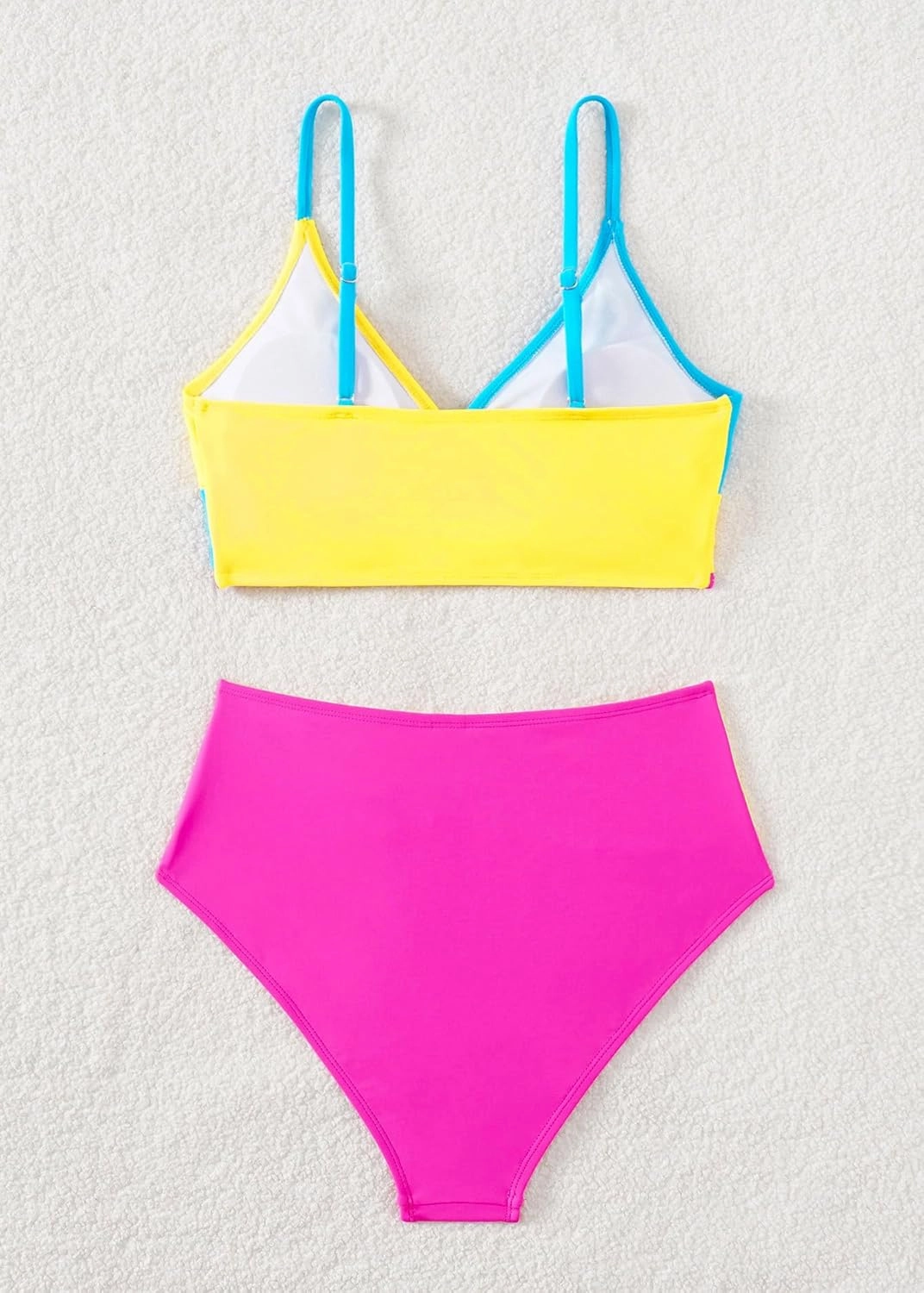 YELAIVP High Waisted Bikini Sets for Women V Neck Bathing Suit for Women Tummy Control Two Piece Swimsuits Swimwear