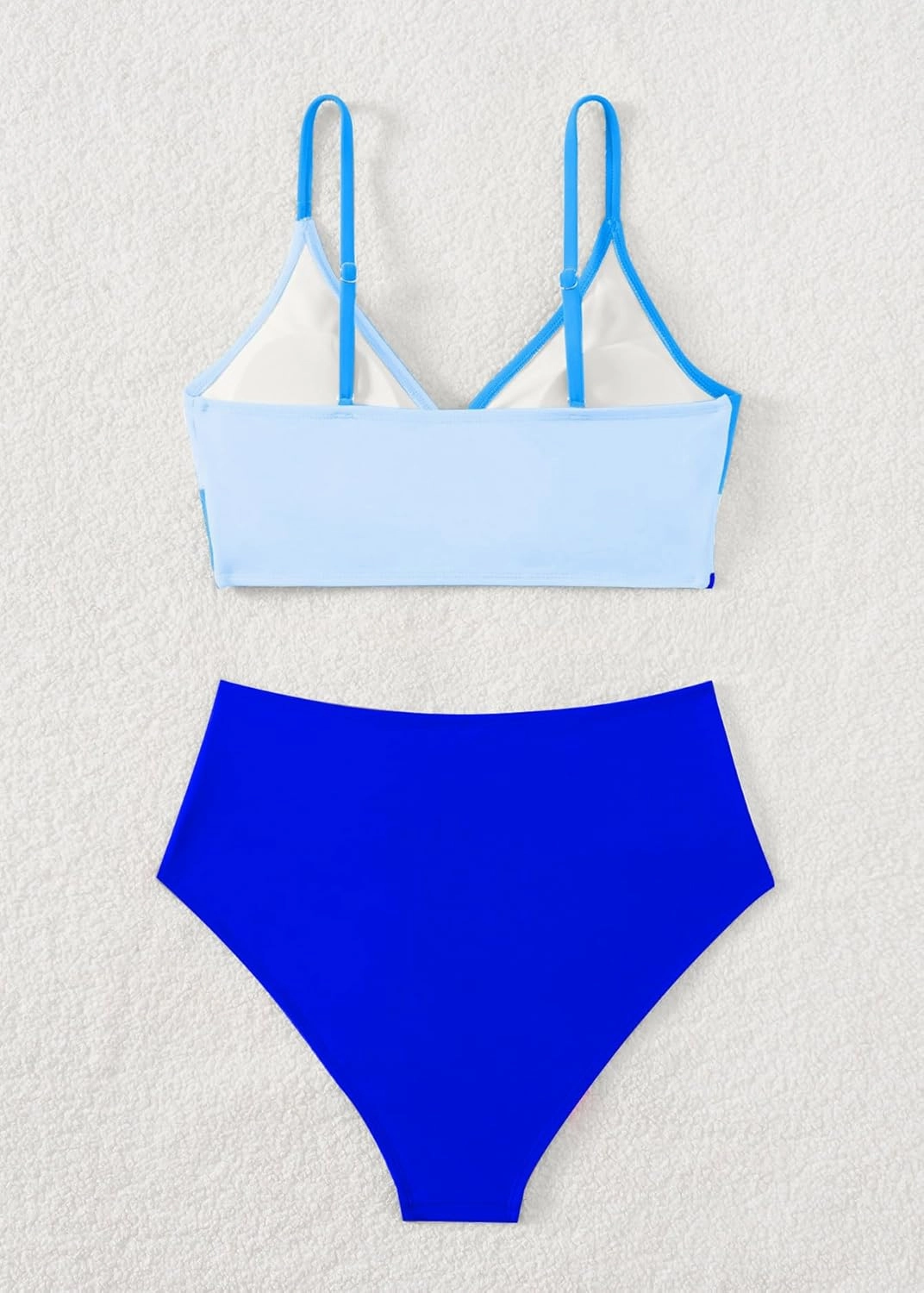 YELAIVP High Waisted Bikini Sets for Women V Neck Bathing Suit for Women Tummy Control Two Piece Swimsuits Swimwear