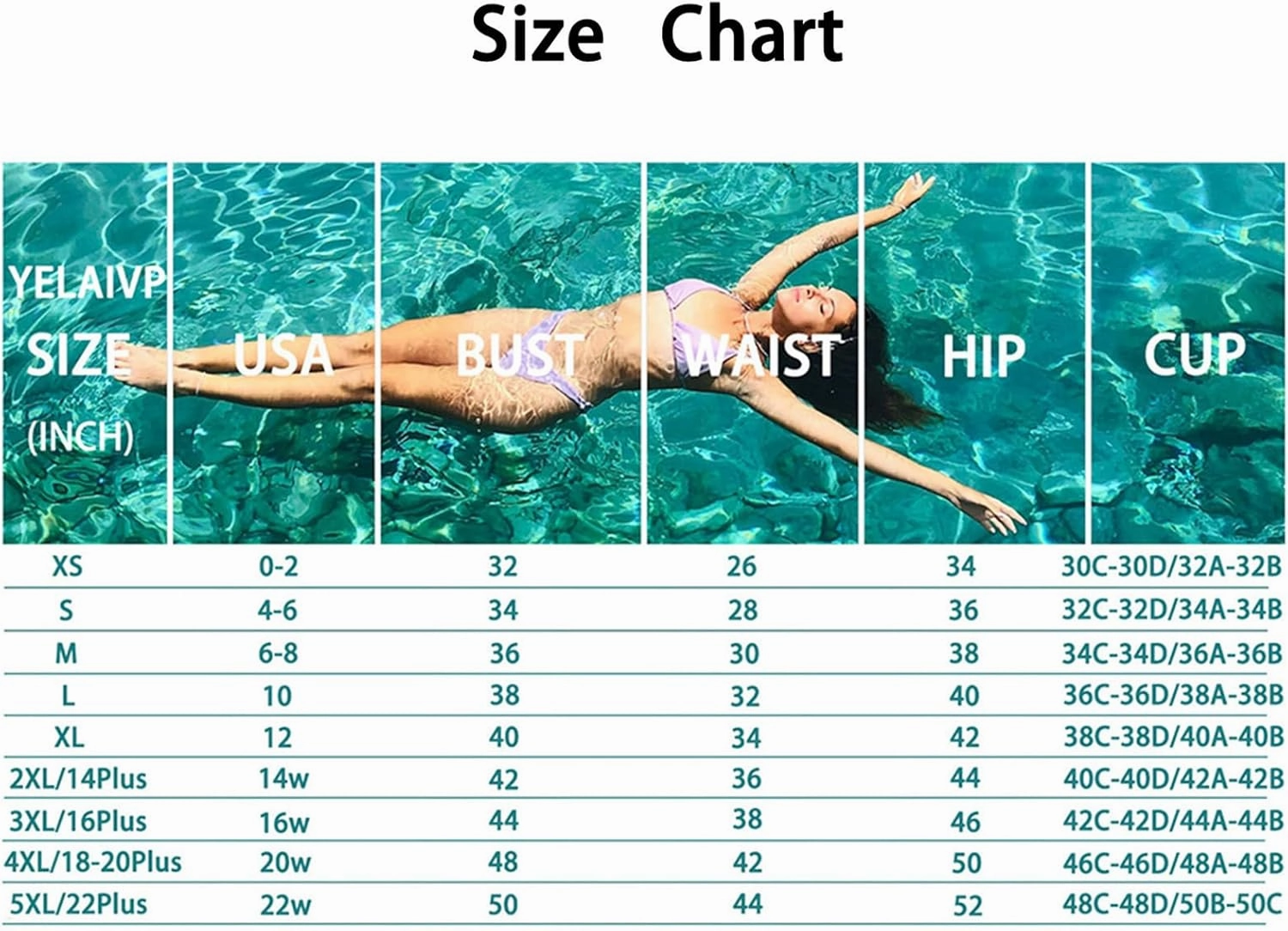 YELAIVP High Waisted Bikini Sets for Women V Neck Bathing Suit for Women Tummy Control Two Piece Swimsuits Swimwear