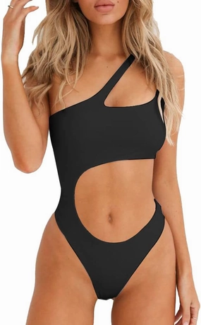 YELAIVP Women's Cutout One Piece Swimsuit Sexy One Shoulder High Cut Bathing Suit Bikini