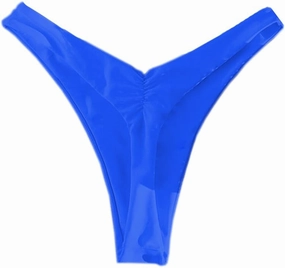 YELAIVP Women's Ruched Back Bikini Bottoms High Cut Bathing Suit Bottoms Cheeky Thong Swimsuit Bottom