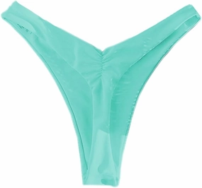 YELAIVP Women's Ruched Back Bikini Bottoms High Cut Bathing Suit Bottoms Cheeky Thong Swimsuit Bottom