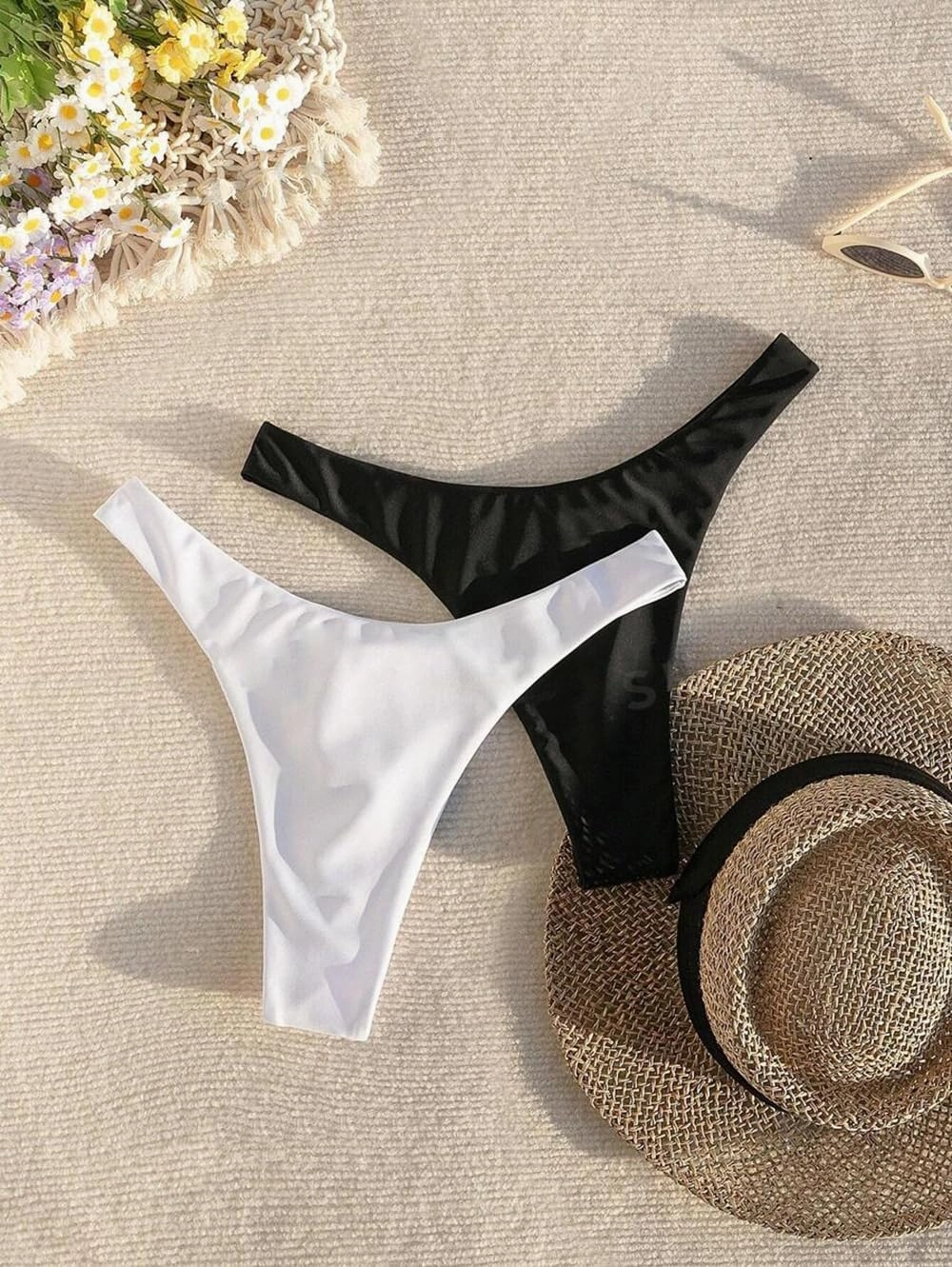 YELAIVP Women's Ruched Back Bikini Bottoms High Cut Bathing Suit Bottoms Cheeky Thong Swimsuit Bottom
