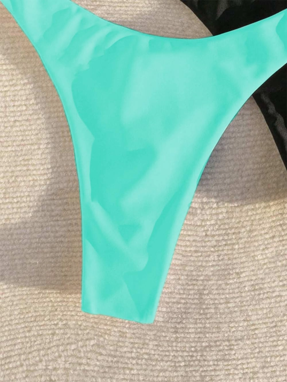 YELAIVP Women's Ruched Back Bikini Bottoms High Cut Bathing Suit Bottoms Cheeky Thong Swimsuit Bottom