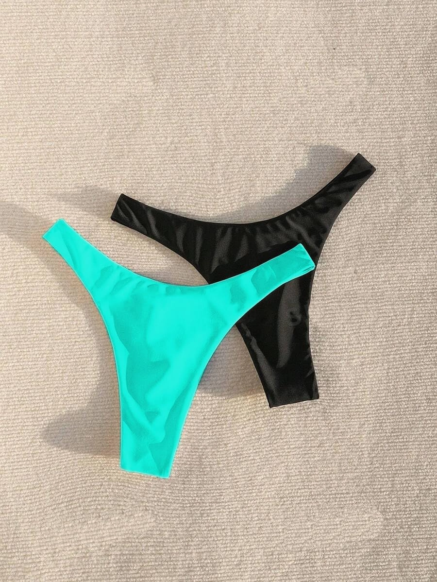 YELAIVP Women's Ruched Back Bikini Bottoms High Cut Bathing Suit Bottoms Cheeky Thong Swimsuit Bottom