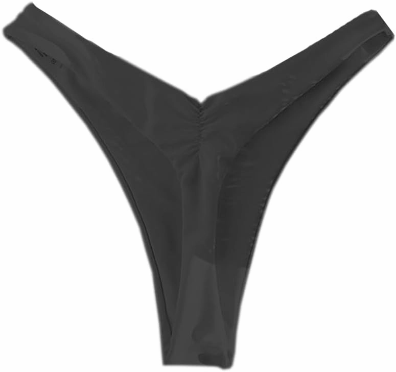 YELAIVP Women's Ruched Back Bikini Bottoms High Cut Bathing Suit Bottoms Cheeky Thong Swimsuit Bottom