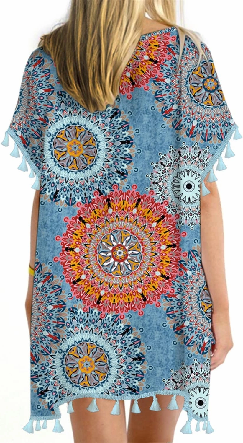 Yincro Women Chiffon Tassel Swimsuit Cover Up Beach Coverups for Swimwear