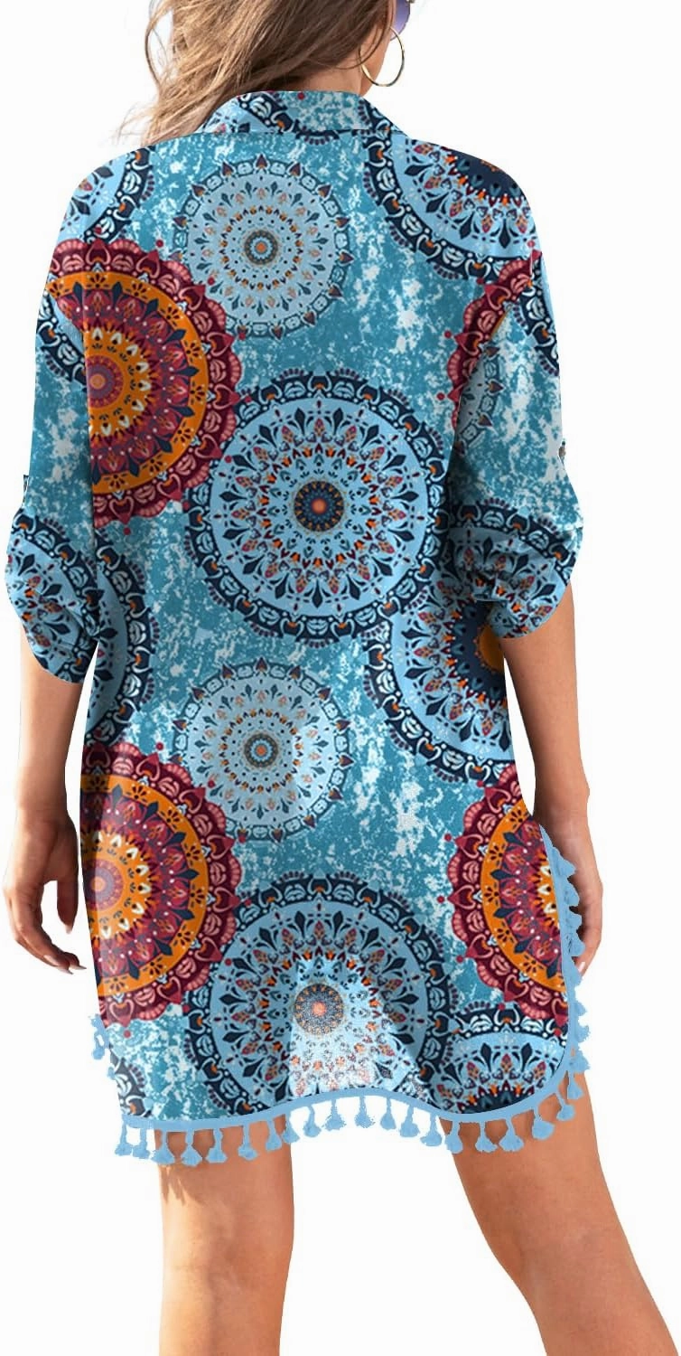 Yincro Women Swimsuit Cover Up Shirt 2025 Tassel Beach Bathing Suit for Swimwear Bikini Dress