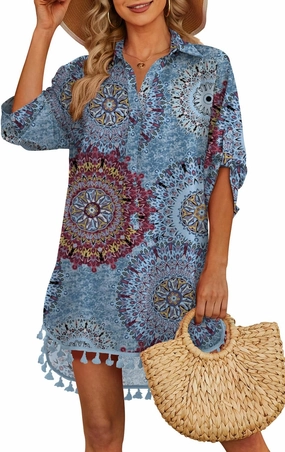 Yincro Women Swimsuit Cover Up Shirt 2025 Tassel Beach Bathing Suit for Swimwear Bikini Dress