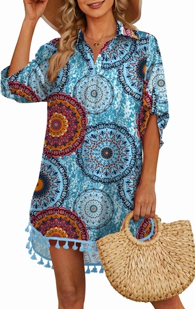 Yincro Women Swimsuit Cover Up Shirt 2025 Tassel Beach Bathing Suit for Swimwear Bikini Dress