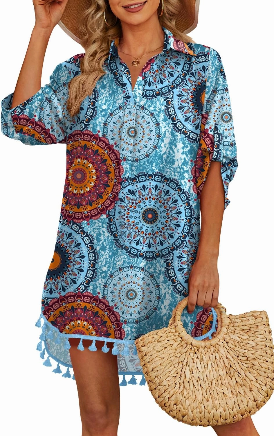 Yincro Women Swimsuit Cover Up Shirt 2025 Tassel Beach Bathing Suit for Swimwear Bikini Dress